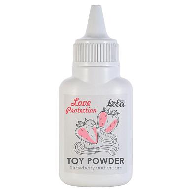 Пудра для игрушек Love Protection с ароматом клубники со сливками - 15 гр.