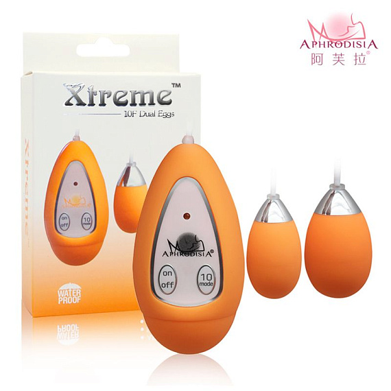 Оранжевые виброяйца Xtreme 10F Dual Eggs - анодированный пластик (ABS)