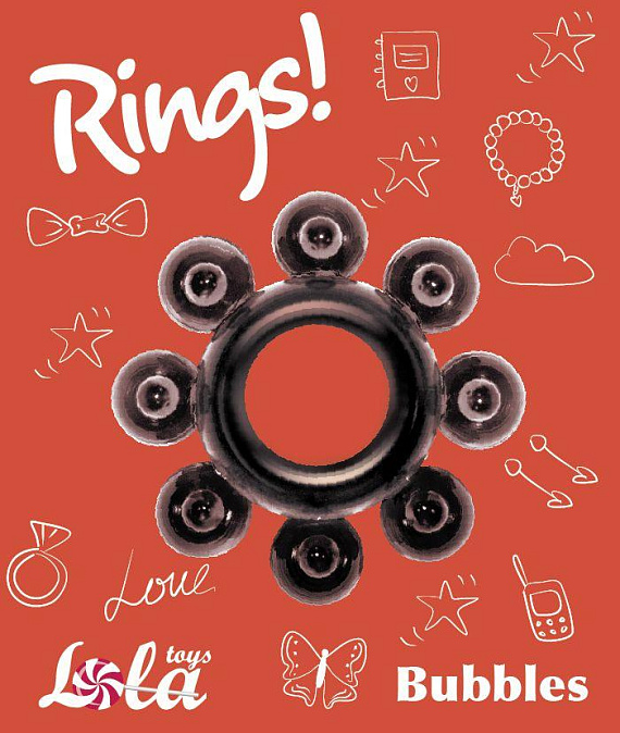 Чёрное эрекционное кольцо Rings Bubbles - Термопластичная резина (TPR)