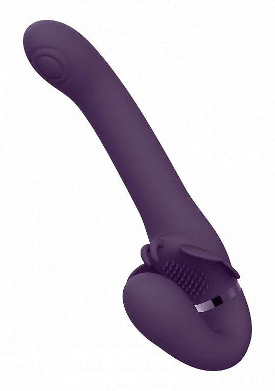 Фиолетовый женский безремневой вибрострапон Satu - 23 см. Shots Media BV