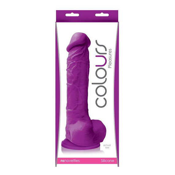 Фиолетовый фаллоимитатор Colours Pleasures на присоске - 25 см. - силикон