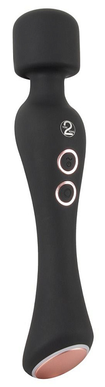 Черный вибромассажер с подогревом Cupa Warming Wand - 22,6 см. - силикон