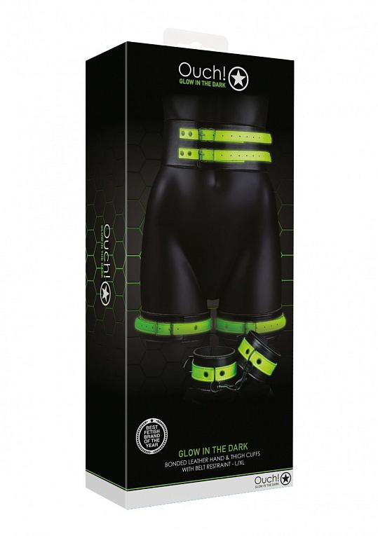 Набор для бондажа Thigh Cuffs with Belt and Handcuffs - размер L-XL - фото 6