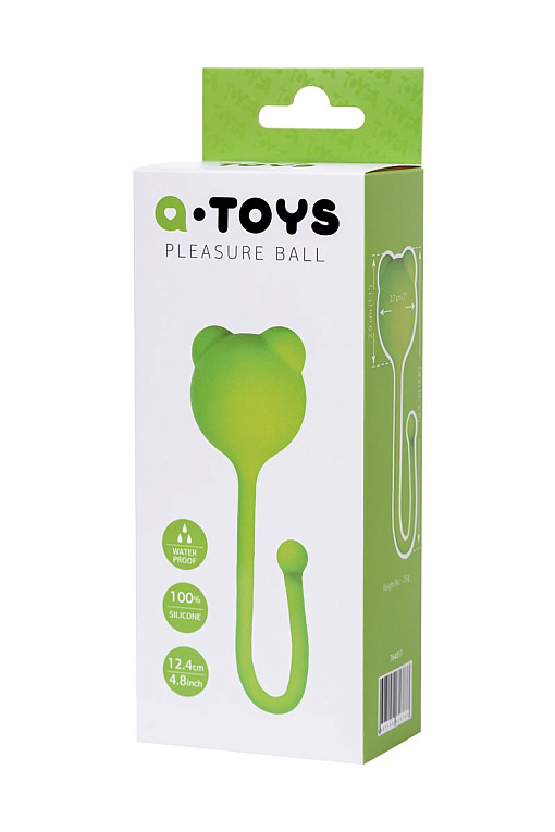 Зеленый силиконовый вагинальный шарик A-Toys с ушками A-toys