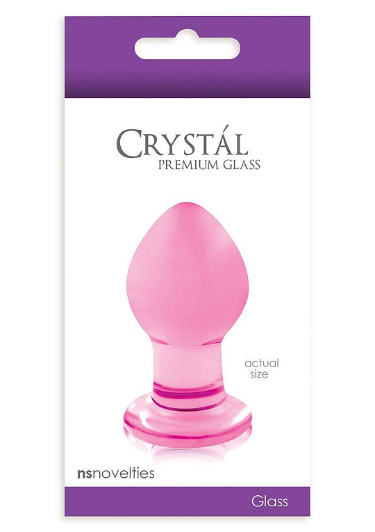 Малая розовая стеклянная анальная пробка Crystal Small - 6,2 см. - стекло