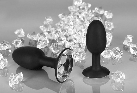 Чёрная анальная втулка с кристаллом Diamond Silicon Plug Large - 11 см. от Intimcat