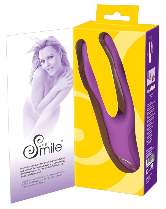 Фиолетовый вибромассажер с двумя отростками Sweet Smile Double Vibrator - 18,7 см. - фото 6