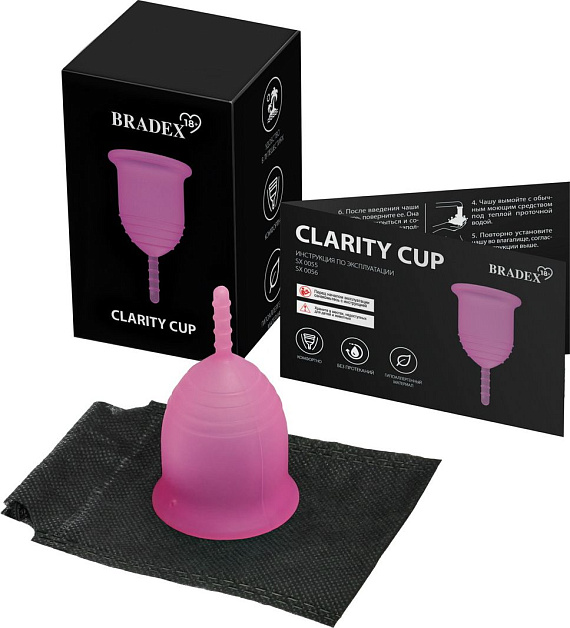 Розовая менструальная чаша Clarity Cup L - силикон