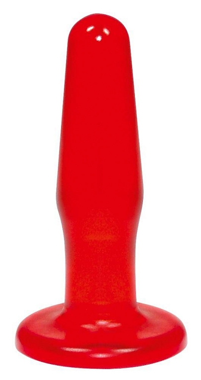 Красный анальный массажер - 11 см. - поливинилхлорид (ПВХ, PVC)
