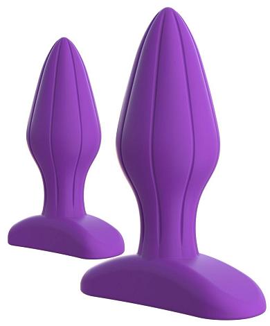 Набор из 2 фиолетовых анальных пробок с рельефом Her Designer Love Plug Set