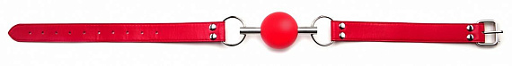Кляп-шар на красных ремешках Solid Ball Gag - натуральная кожа, металл