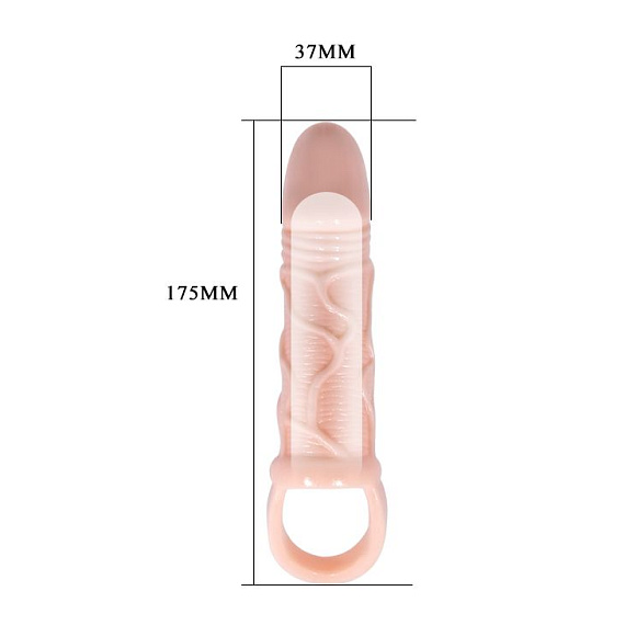 Телесная насадка на пенис с подхватом Brayden - 17 см. от Intimcat