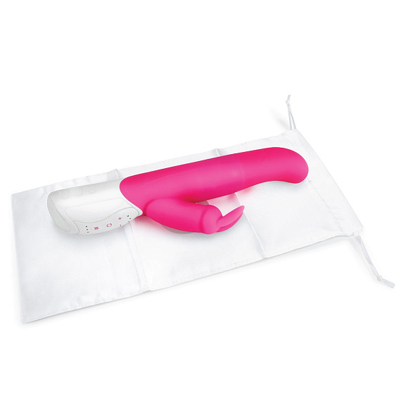 Розовый G-стимулятор с клиторальным отростком - 24 см. Rabbit Essentials
