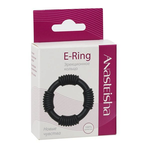 Черное эрекционное кольцо E-Ring - силикон