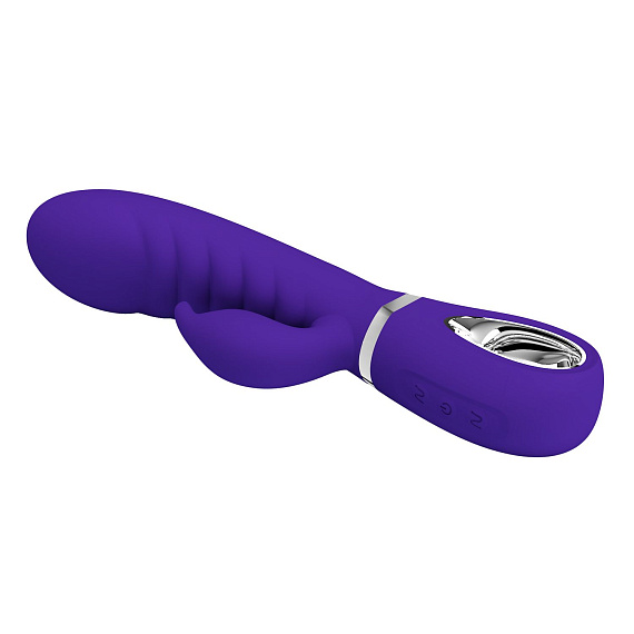 Фиолетовый вибратор-кролик с рёбрышками Prescott - 20 см. Baile