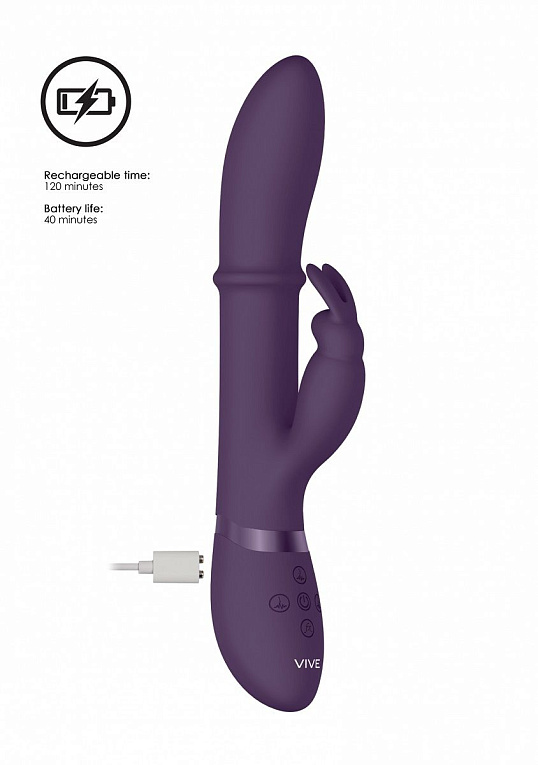 Фиолетовый вибратор-кролик Halo со стимулирующим кольцом - 24,5 см. - фото 5