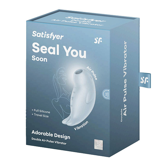 Нежно-голубой вакуумный стимулятор клитора Seal You Soon - силикон