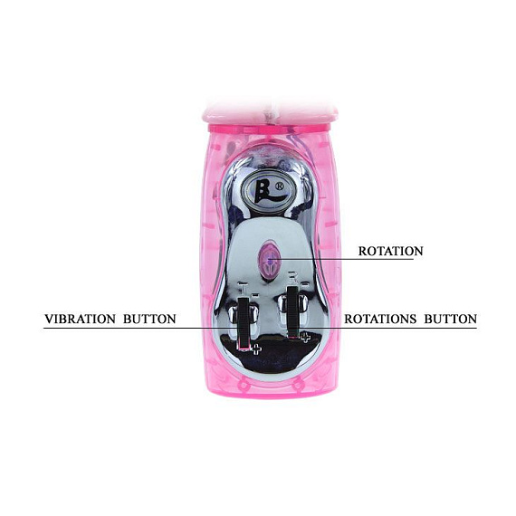 Розовый вибратор-ротатор с бусинами и клиторальным стимулятором - 26 см. - фото 5
