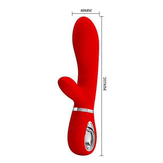 Красный вибростимулятор-кролик Thomas - 20,5 см. - фото 5