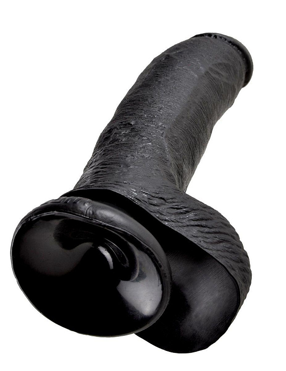 Чёрный фаллоимитатор 9  Cock with Balls - 22,9 см. от Intimcat
