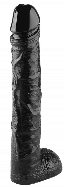 Черный фаллоимитатор-гигант - 44,5 см. - эластомер (полиэтилен гель)