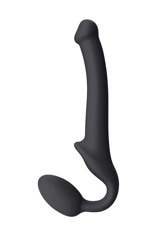Черный безремневой страпон Silicone Bendable Strap-On - size S - силикон