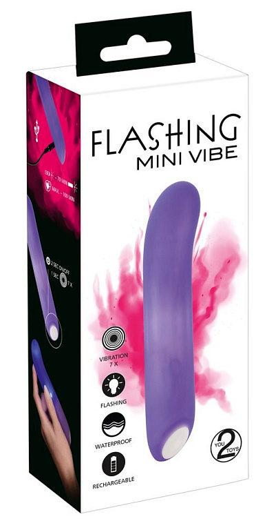 Фиолетовый мини-вибратор Flashing Mini Vibe - 15,2 см. - силикон