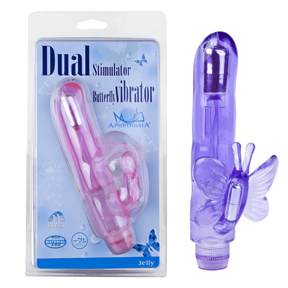 Фиолетовый вибростимулятор Dual Stimulator Butterfly