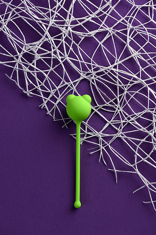Зеленый силиконовый вагинальный шарик A-Toys с ушками - фото 6