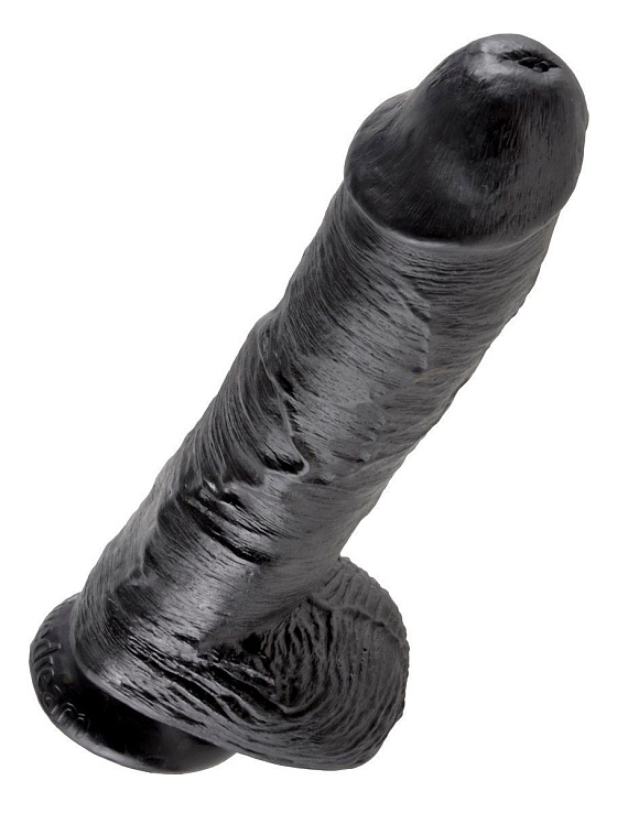 Реалистичный чёрный фаллоимитатор-гигант 10  Cock with Balls - 25,4 см. Pipedream