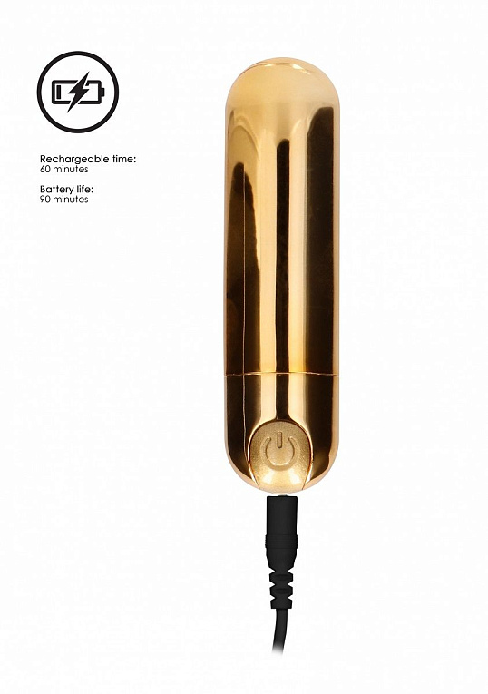 Золотистая перезаряжаемая вибропуля 7 Speed Rechargeable Bullet - 7,7 см. - анодированный пластик (ABS)