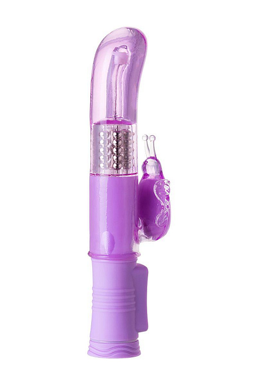 Фиолетовый вибратор High-Tech fantasy с бабочкой для клитора - 22,4 см. A-toys