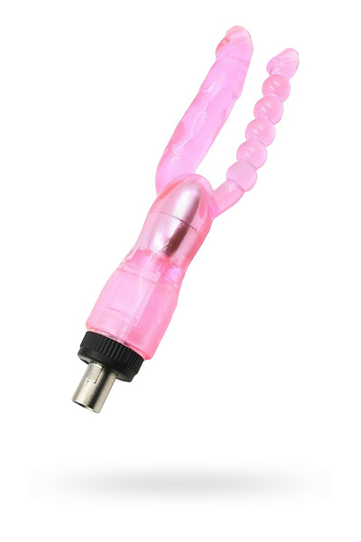 Розовая двойная насадка для секс-машины Machine Gun - 16 см. - силикон