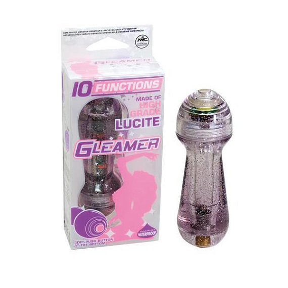 Фиолетовый мини-вибратор с блёстками Gleamer - 11,5 см. - анодированный пластик (ABS)