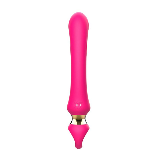 Розовый вибратор-кролик с ручкой-кольцом - 24,6 см. - фото 5
