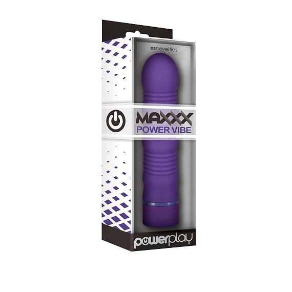 Фиолетовый ребристый вибромассажёр Maxx Power Vibe - 19 см. - силикон