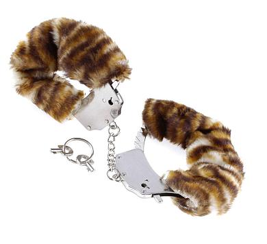 Металлические наручники Original Furry Cuffs с мехом под тигра
