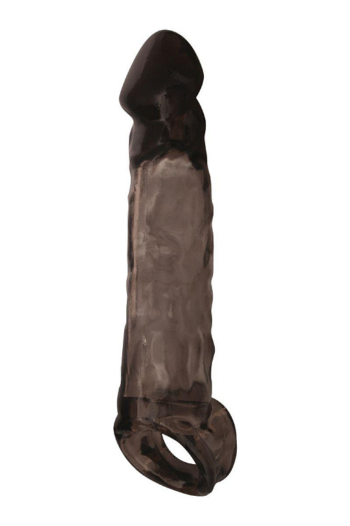 Чёрная насадка на пенис XLover c подхватом - 19,5 см. - термопластичный эластомер (TPE)