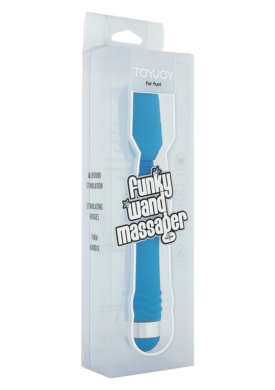 Голубой массажер FUNKY WAND MASSAGER - 20 см. - анодированный пластик (ABS)