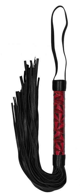 Красно-черная многохвостовая гладкая плеть Luxury Whip - 38,5 см. - искусственная кожа