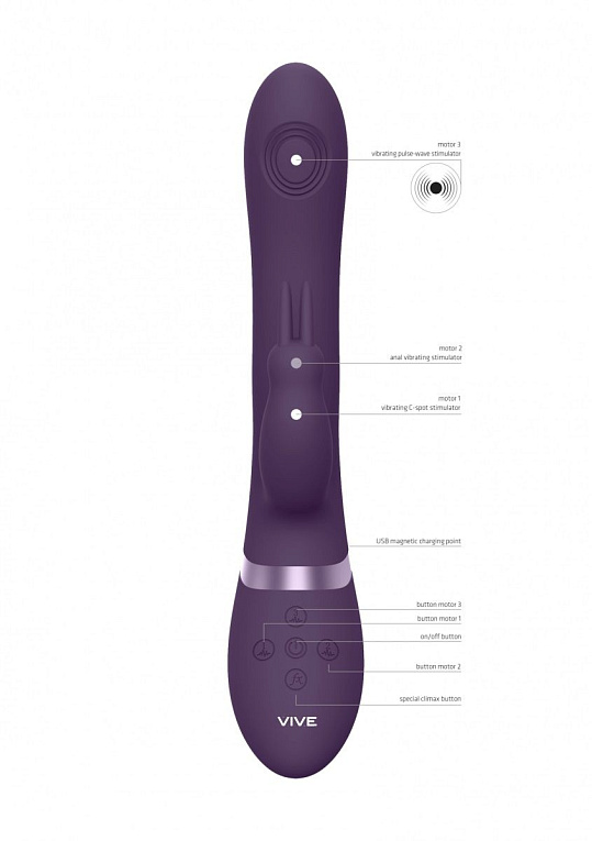 Фиолетовый анально-вагинальный вибромассажер Rini - 22,3 см. - фото 5