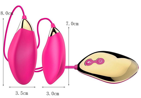 Парные розовые виброяца Sole Egg с пультом - силикон