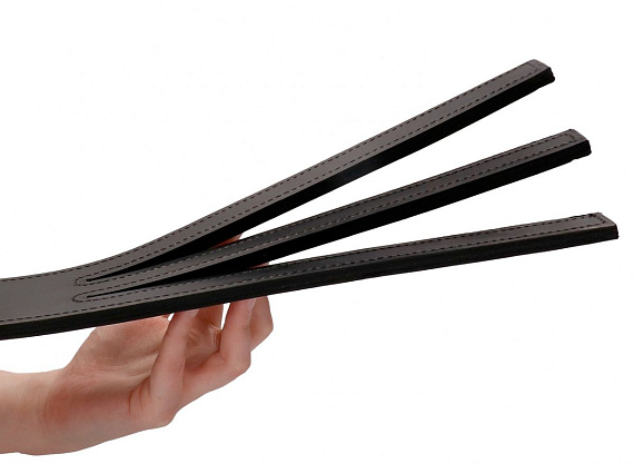 Черная шлепалка Three Finger Paddle Tawse - 51 см. - натуральная кожа
