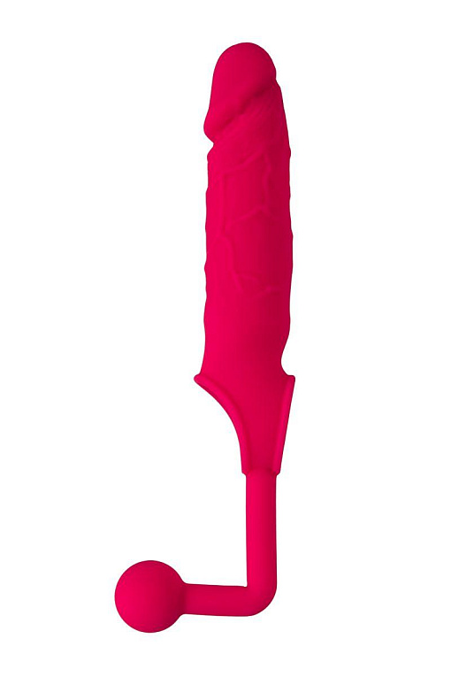 Розовая насадка на пенис с анальной втулкой-шаром ToyFa