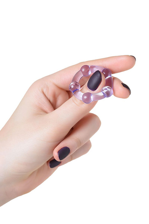 Фиолетовое эрекционное кольцо на пенис с бусинами Штучки-дрючки