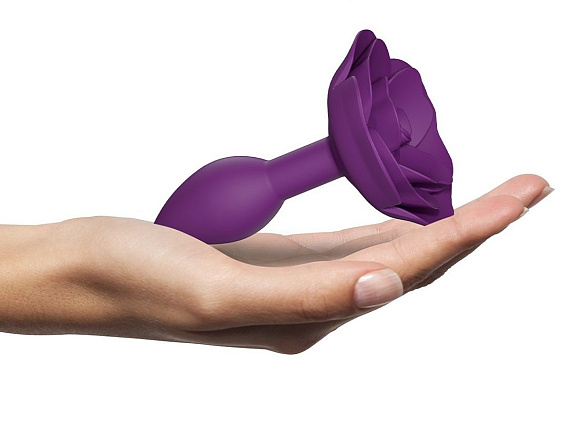 Фиолетовая анальная пробка с ограничителем-розой Open Rose Size S Butt Plug от Intimcat
