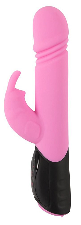 Розовый вибратор-кролик Thrusting Rabbit - 25 см. - силикон