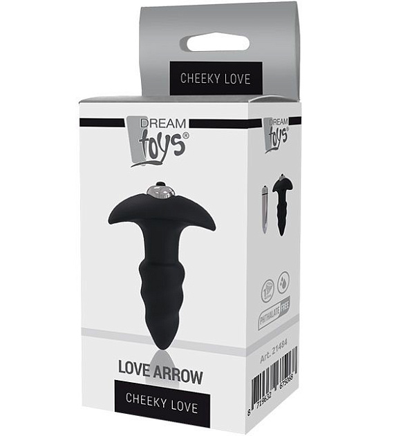Черная анальная вибровтулка SINGLE SPEED LOVE ARROW PLUG - 9 см. - силикон
