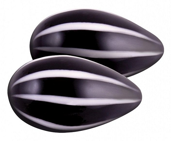 Черные стеклянные вагинальные шарики Crystal Kegel Eggs - стекло