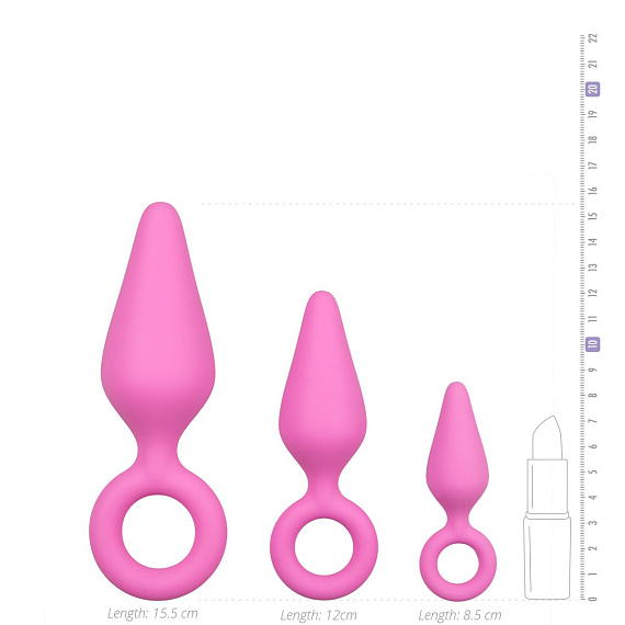 Набор из 3 розовых анальных пробок Pointy Plug Set от Intimcat